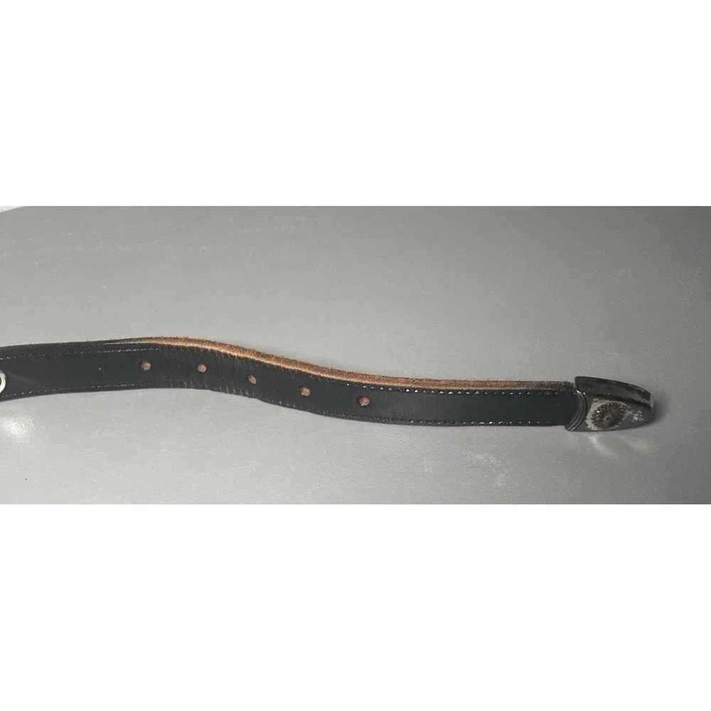 Vintage Concho Black Leather‎ Western Full Grain Cowhide Belt Size 42